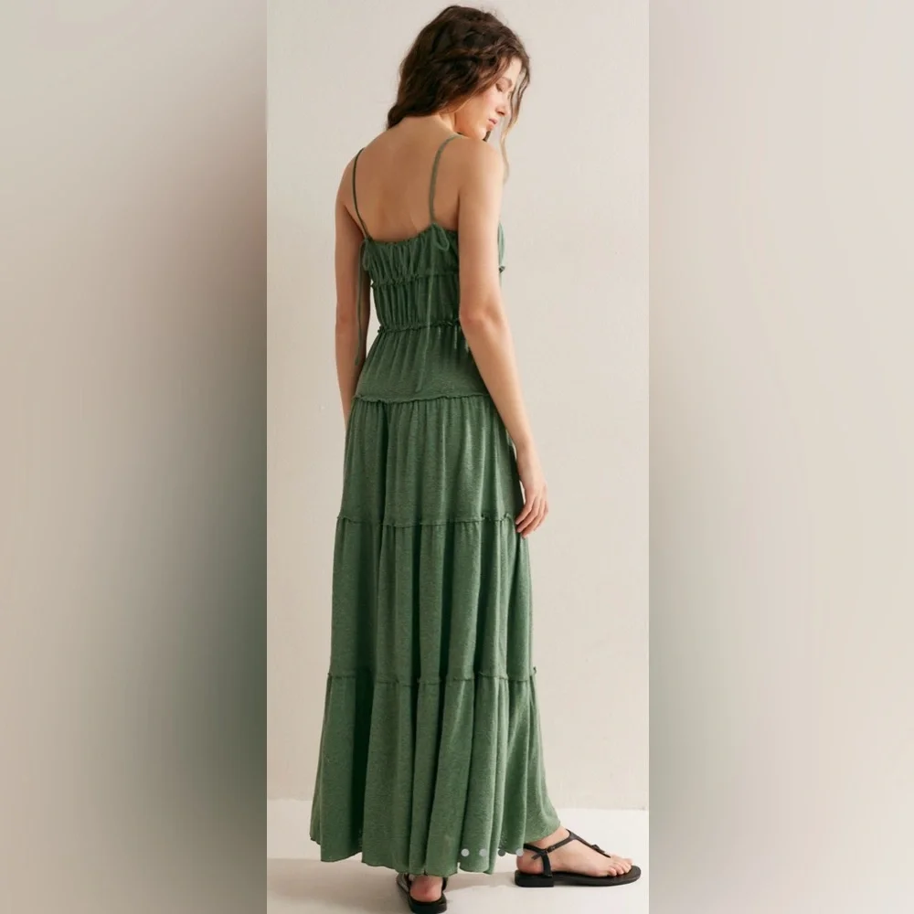 NWT Free People Brooke Maxi M Sage Green Dress New $98 retail - Picture 2 of 6